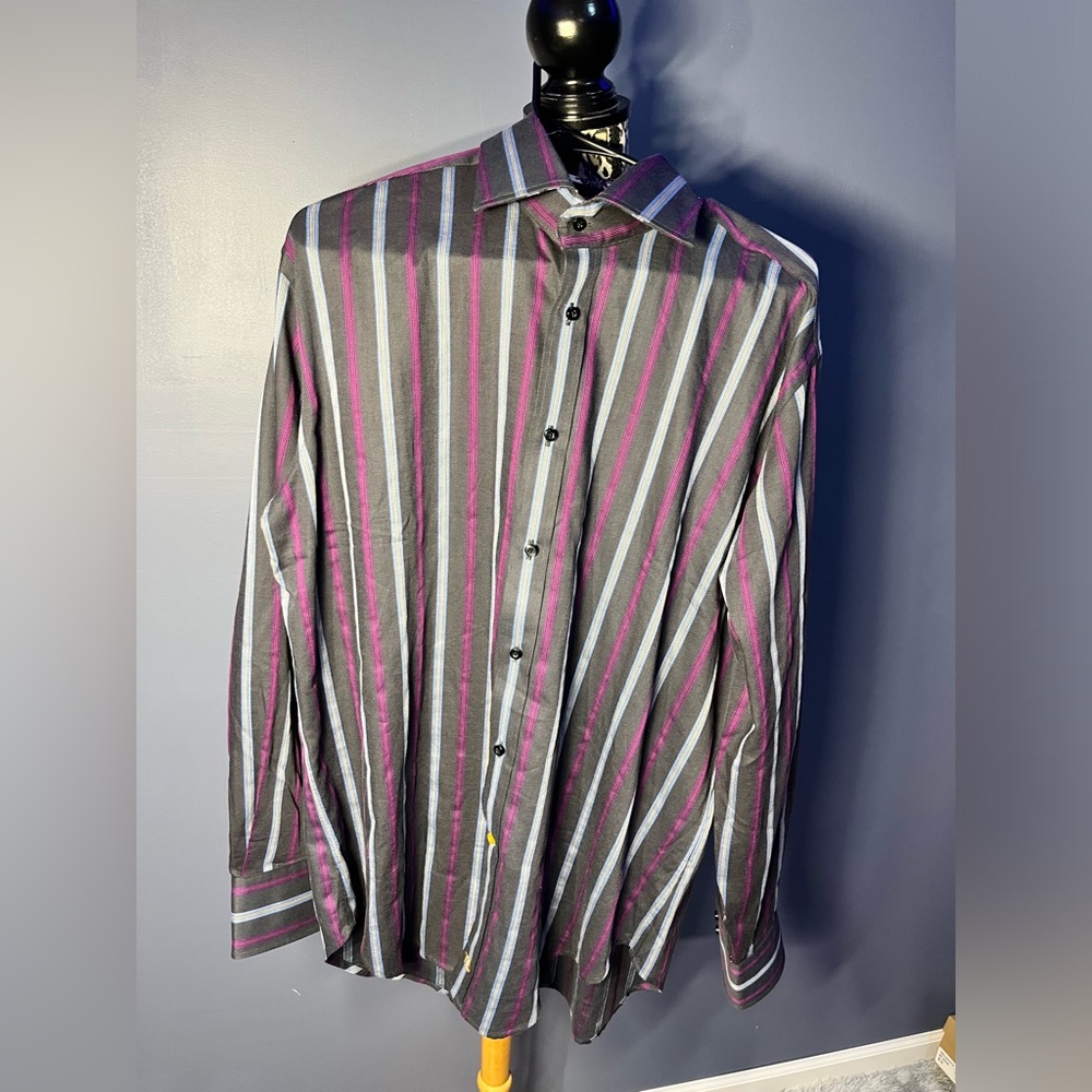 Thomas Dean Striped Long Sleeve Button Down Top‎